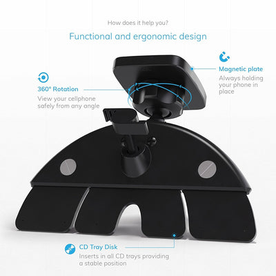 Hexadymium Magnetic CD Slot Mount - Black