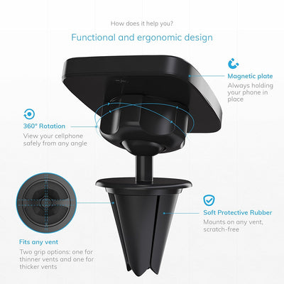 Hexadymium Magnetic Air Vent Mount - Black
